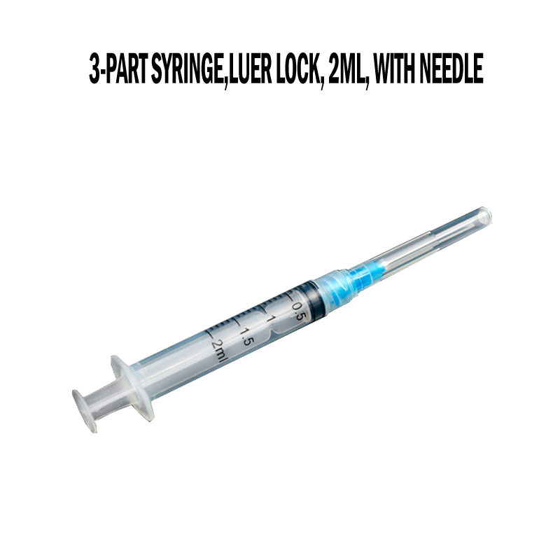 Třídílná stříkačka, luer lock, 2 ml, s jehlou